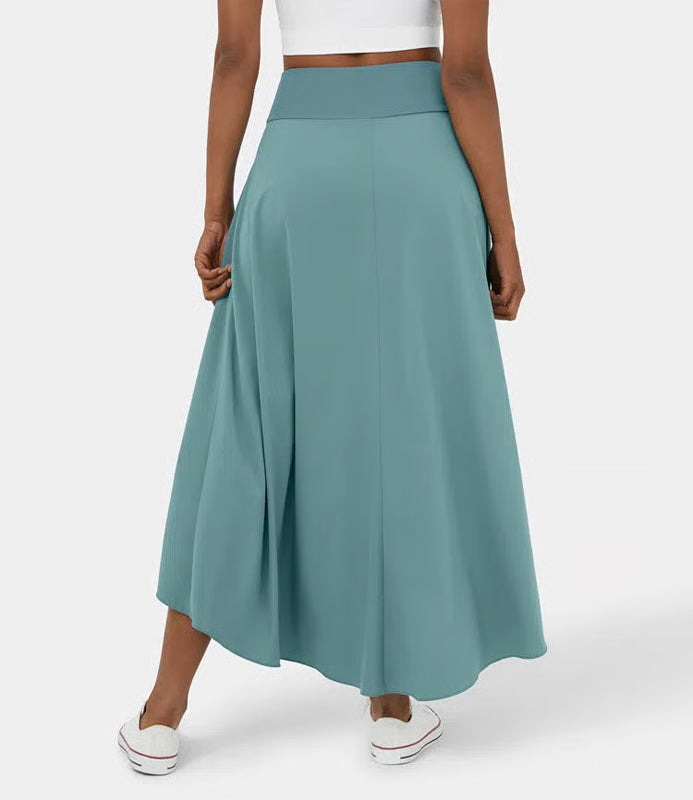 Regular Fit High-Waisted Ruffled Maxi Skirt, 2-in-1, Flowy, Quick-Drying
