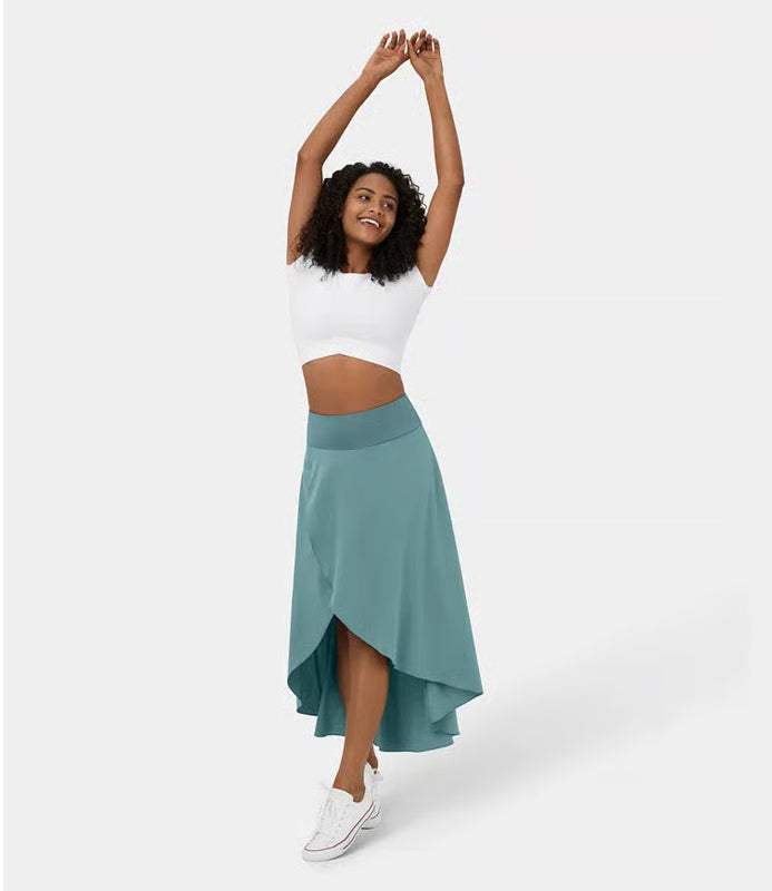 Regular Fit High-Waisted Ruffled Maxi Skirt, 2-in-1, Flowy, Quick-Drying