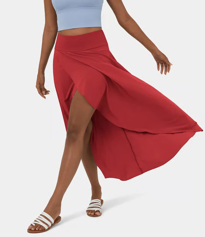 Regular Fit High-Waisted Ruffled Maxi Skirt, 2-in-1, Flowy, Quick-Drying