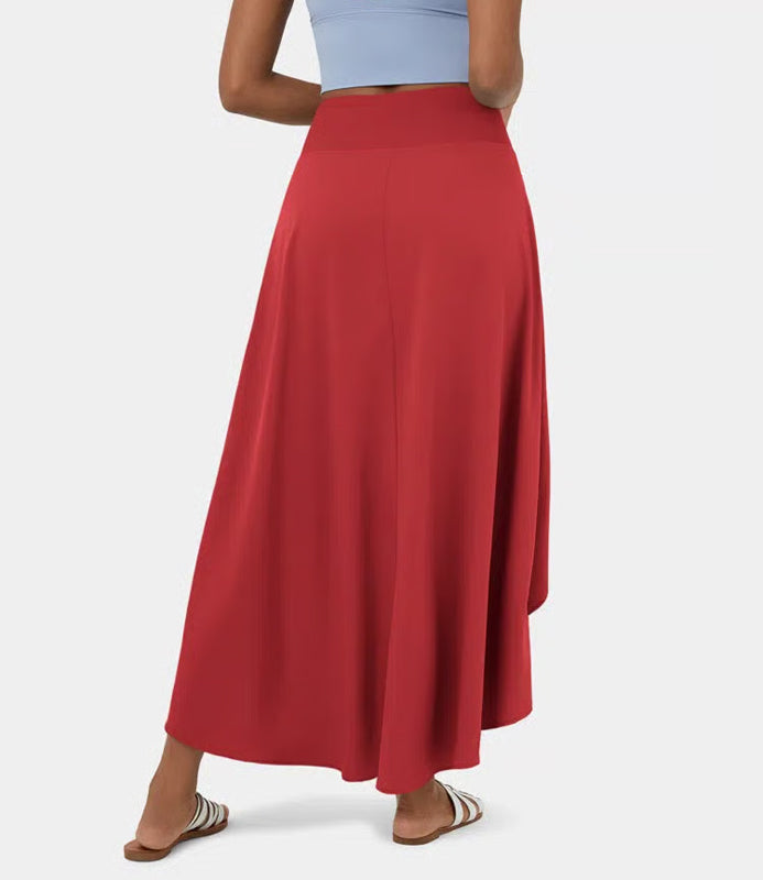 Regular Fit High-Waisted Ruffled Maxi Skirt, 2-in-1, Flowy, Quick-Drying