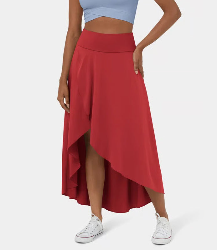 Regular Fit High-Waisted Ruffled Maxi Skirt, 2-in-1, Flowy, Quick-Drying