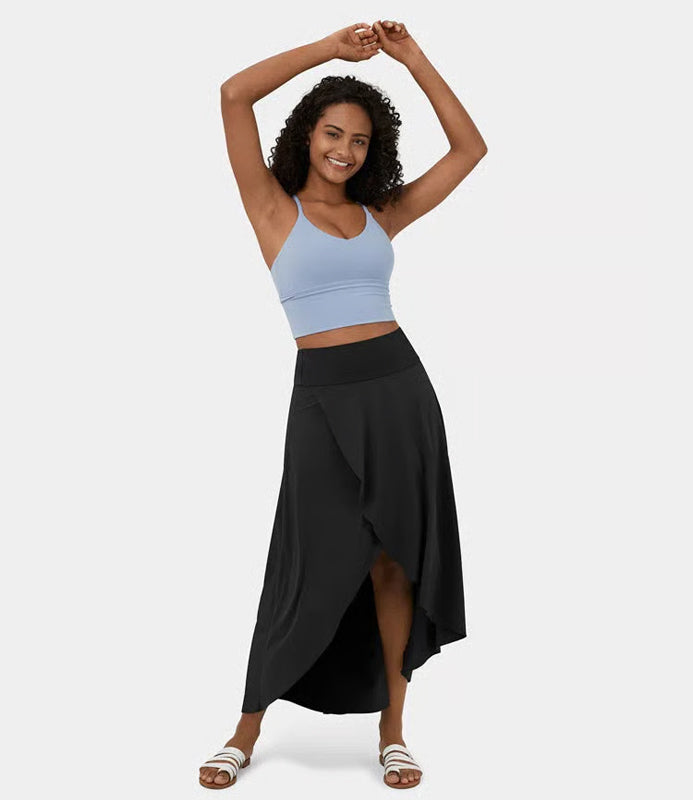 Regular Fit High-Waisted Ruffled Maxi Skirt, 2-in-1, Flowy, Quick-Drying