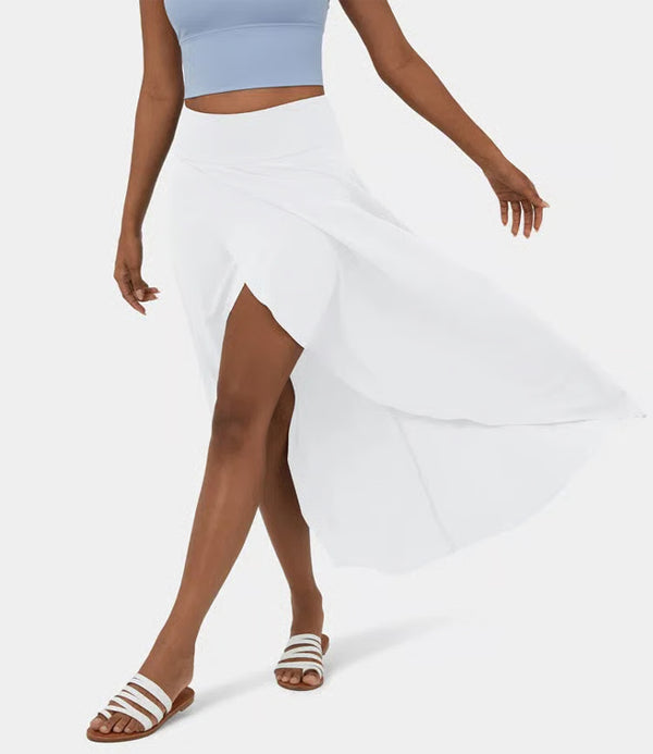 Regular Fit High-Waisted Ruffled Maxi Skirt, 2-in-1, Flowy, Quick-Drying