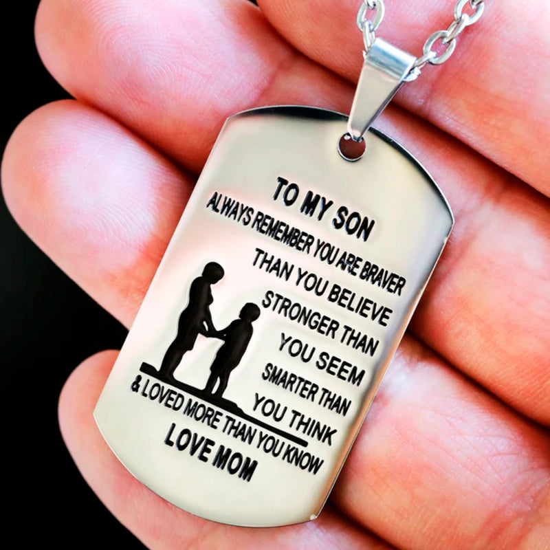 From Mom to Son - Stainless Steel Dog Tag Necklace