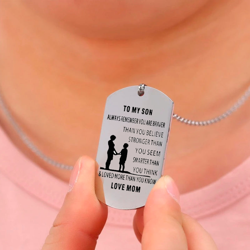 From Mom to Son - Stainless Steel Dog Tag Necklace