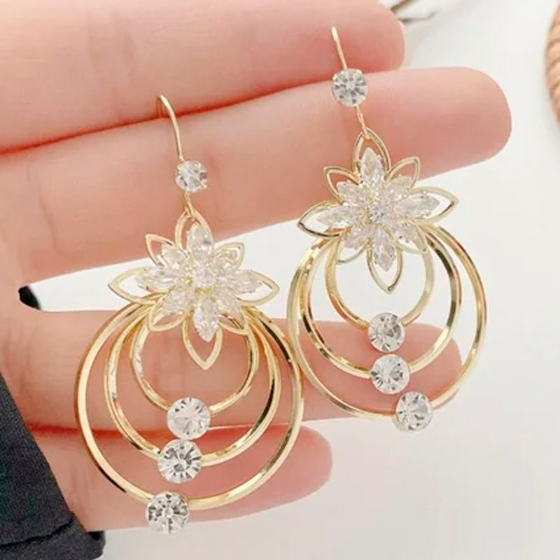 Multilayer Circle Flower Geometric Earrings