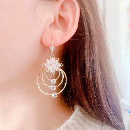 Multilayer Circle Flower Geometric Earrings