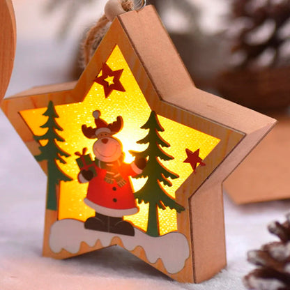 ✨New LED Light Christmas Star Wooden Pendants 🎄