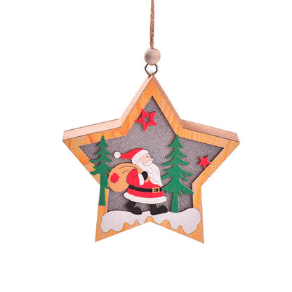 ✨New LED Light Christmas Star Wooden Pendants 🎄