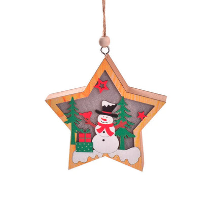 ✨New LED Light Christmas Star Wooden Pendants 🎄