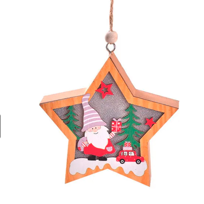 ✨New LED Light Christmas Star Wooden Pendants 🎄